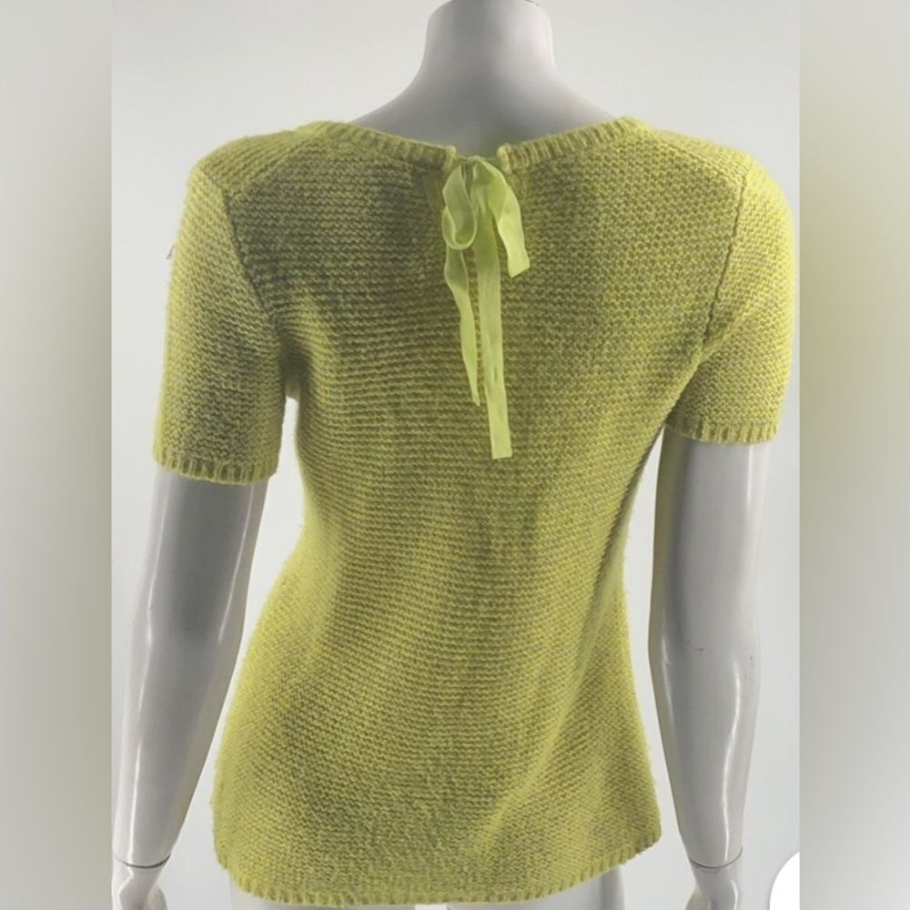 Gap size Small Sweater Neon Green /Yellow Short Sleeve Tie Back Neck Pullover